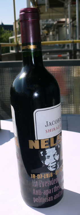 Nelson Mandela engraved on jacob's creek Cabernet