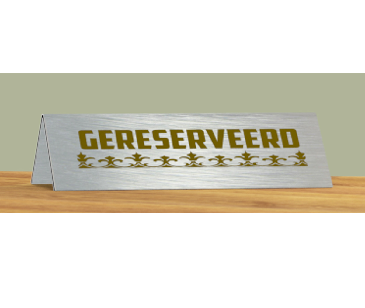 Dibond V-shaped nameplate (gold)